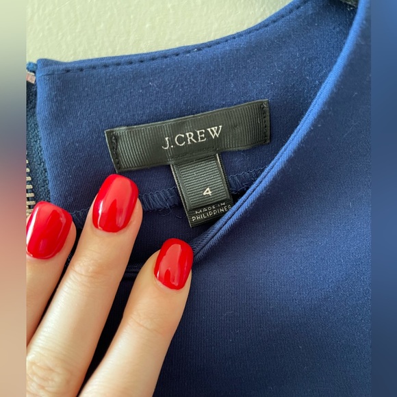 J. Crew Navy 3/4 Sleeve Ponte Sheath Dress - Picture 2 of 5